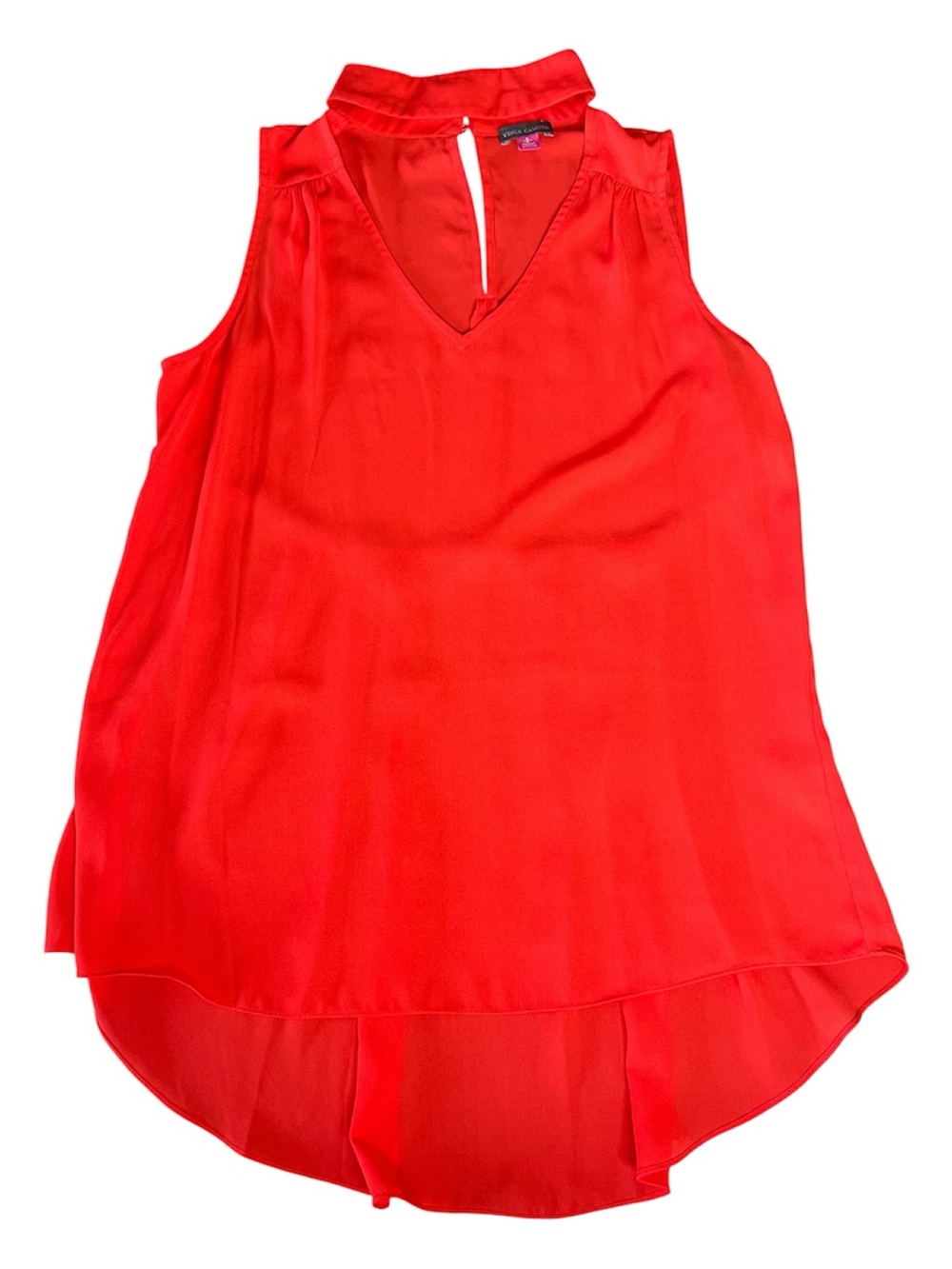 VINCE CAMUTO Choker High Low Floaty Tank Blouse Red Size Small